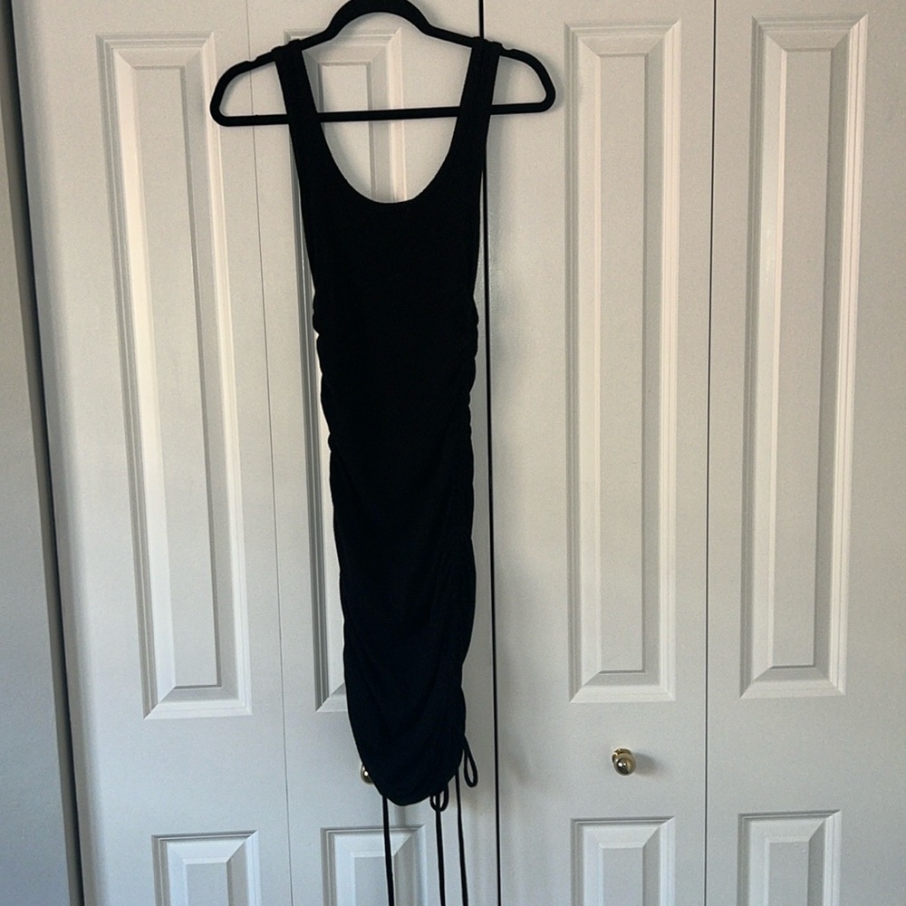 Forever 21 Adjustable Length Ruched Black Dress